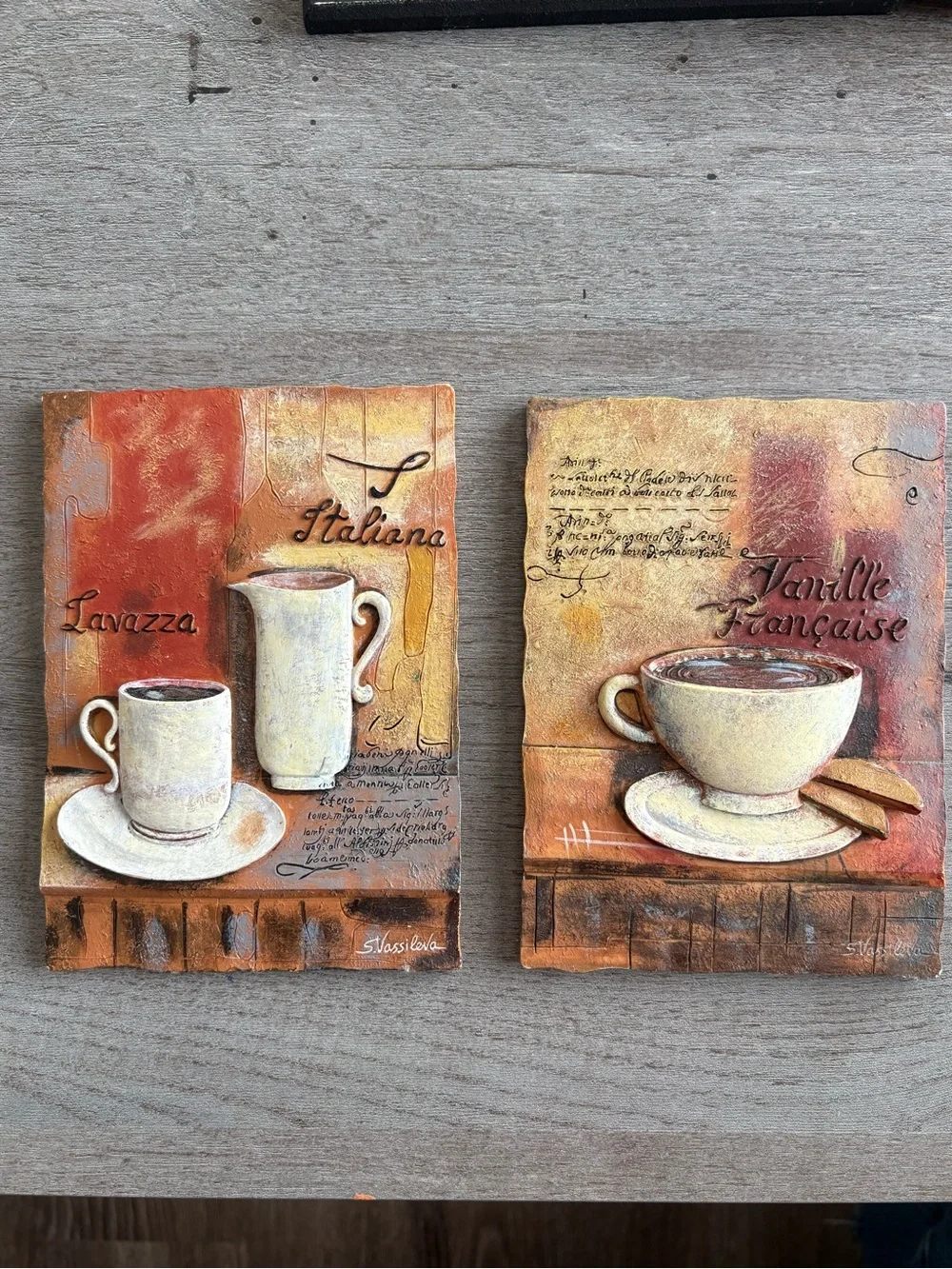 Vintage Style & Vanille Française Coffee Wall Plaques - Set of 2